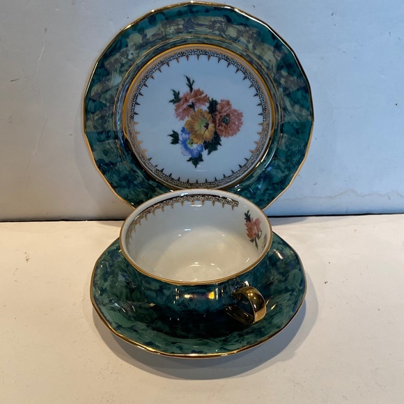 AICH DEKOR Other - AICH DEKOR, Czechoslovakia Teacup, Saucer and Cake Plate
